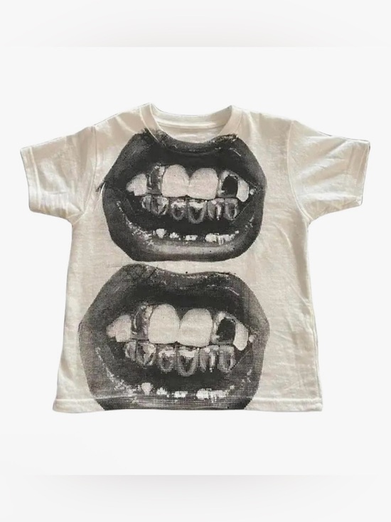 None Tops - Grills Graphic White Tee || 19” PTP